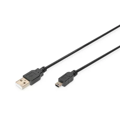 Digitus Kabel połączeniowy USB 2.0 HighSpeed &quot;Canon&quot; Typ USB A/miniUSB B (5pin) M/M czarny 1m