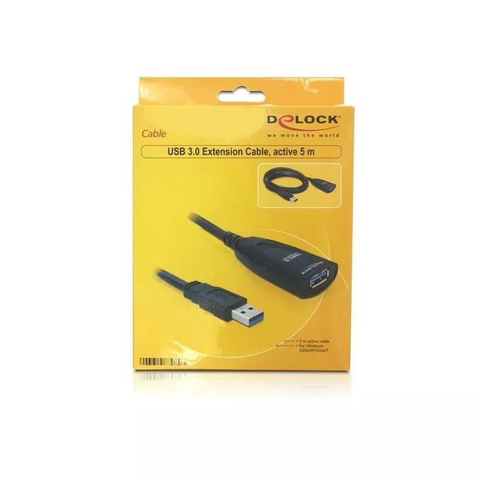 Delock Przedłużacz aktywny USB 3.0 AM-AF 5m czarny