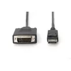 Digitus Kabel adapter Displayport z zatrzaskiem 1080p 60Hz FHD Typ DP/DVI-D (24+1) M/M czarny 2m