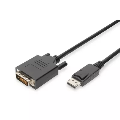 Digitus Kabel adapter Displayport z zatrzaskiem 1080p 60Hz FHD Typ DP/DVI-D (24+1) M/M czarny 2m