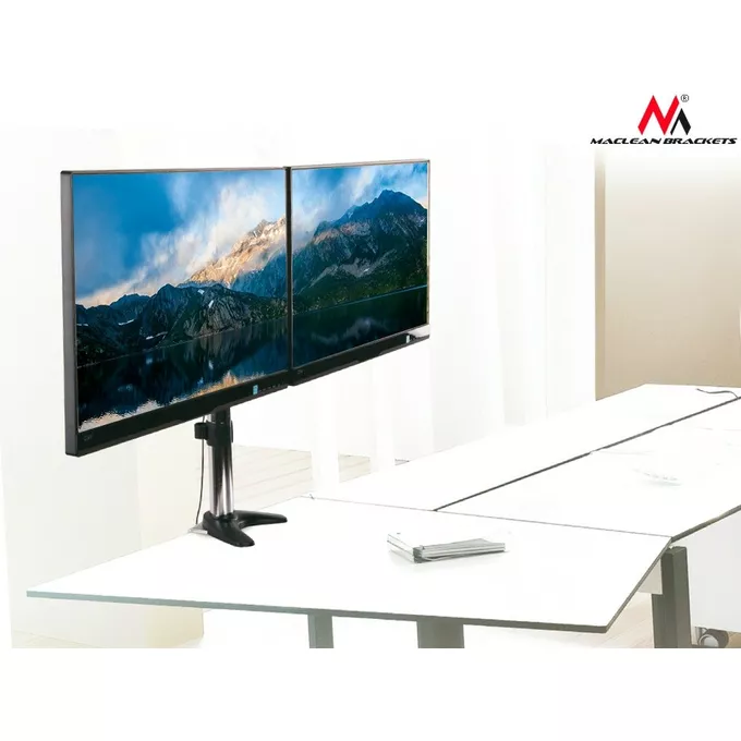Maclean Uchwyt biurkowy do dwóch monitorów LCD MC-714 13-27&quot; 8kg aluminiowy