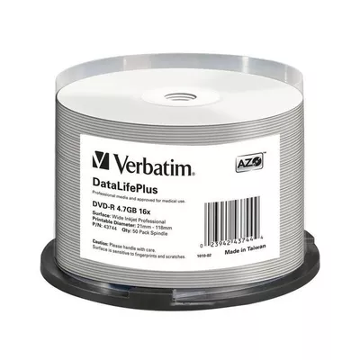 Verbatim DVD-R 16x 4.7GB 50P CB Printable AZO DL+ NO ID