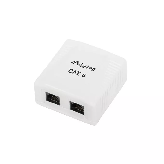 Lanberg Gniazdo natynkowe 2x RJ45 Kat.6 białe