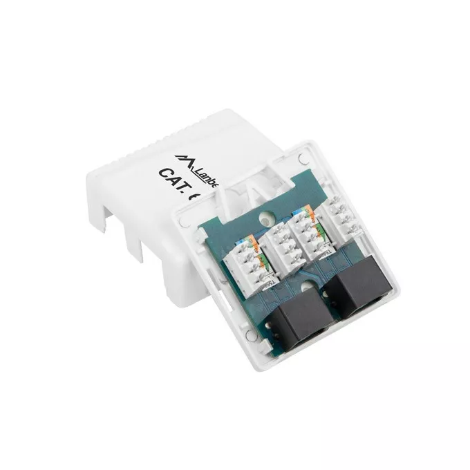 Lanberg Gniazdo natynkowe 2x RJ45 Kat.6 białe