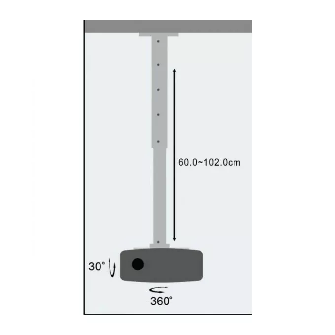 Techly Ramię sufitowe do projektora 60-102 cm 15kg srebrny