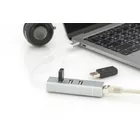 Digitus HUB/Koncentrator 3-portowy USB 2.0 HighSpeed z Typ C oraz Fast Ethernet LAN adapter, aluminium