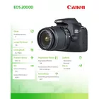 Canon Aparat lustrzanka EOS 2000D czarny + Obiektyw 18-55 IS + Akumulator LP-E10 EU26 2728C010