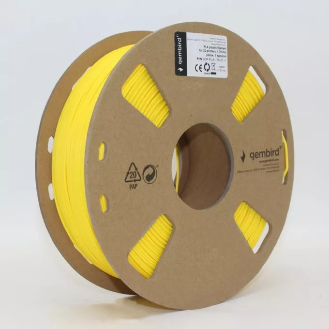 Gembird Filament drukarki 3D PLA/1.75 mm/1kg/żółty