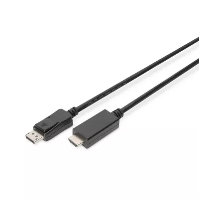 Digitus Kabel adapter DisplayPort 1.2 z zatrzaskiem 4K 60Hz UHD Typ DP/HDMI A M/M czarny 3m