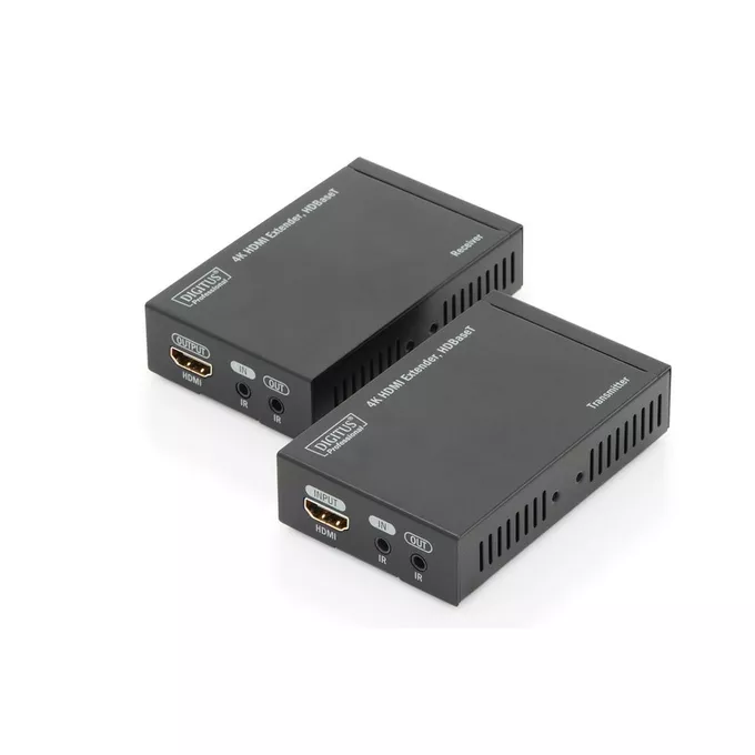 Digitus Przedłużacz/Extender HDMI HDBaseT do 70m po Cat.5e, 4K 30Hz UHD, HDCP 2.2, IR, z audio (zestaw)