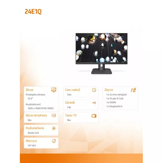 AOC Monitor 23.8 24E1Q IPS DP HDMI Głośniki