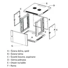 Extralink Szafka wisząca rack 12U 600x600 szara szklane drzwi