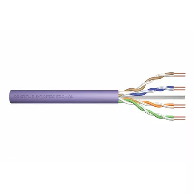 Digitus Kabel teleinformatyczny instalacyjny kat.6, U/UTP, Eca, drut, AWG 24/1, PVC, 305m, fioletowy, karton