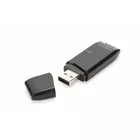 Digitus Czytnik kart 2-portowy USB 2.0 HighSpeed SD/Micro SD, kompaktowy, czarny