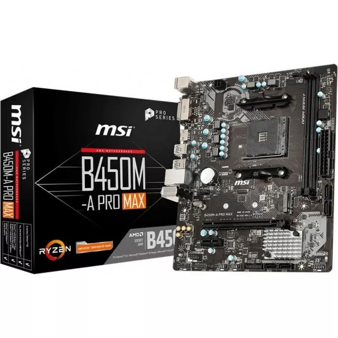 MSI Płyta główna B450M-A PRO MAX AM4 2DDR4 DVI/HDMI M.2 uATX