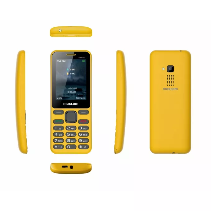 Maxcom Telefon MM 139 DUAL SIM żółty