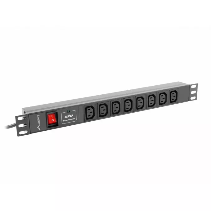 Lanberg Listwa zasilająca Rack PDU 19 cali 1U 16A 8X IEC C13 2m czarna C20