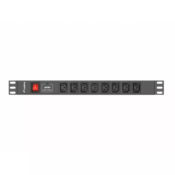 Lanberg Listwa zasilająca Rack PDU 19 cali 1U 16A 8X IEC C13 2m czarna C20