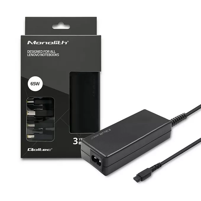 Qoltec Zasilacz specjalizowany do Lenovo | 65W | 4 wtyczki |+kabel zasilający