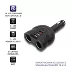 Qoltec Samochodowy rozdzielacz gniazda zapalniczki 12-24V | 52W | 2.4A |2xUSB | USB QC 3.0 | USB-C PD | 2xgniazdo zapalniczki