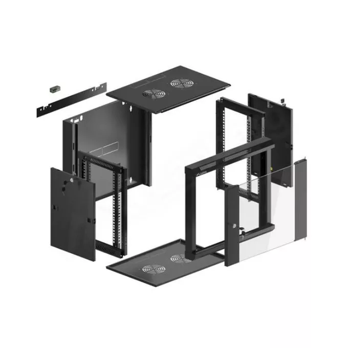 Lanberg Szafa instalacyjna RACK wisząca 19 cali 9U 570X450 CZARNA SZYBKI MONTAŻ
