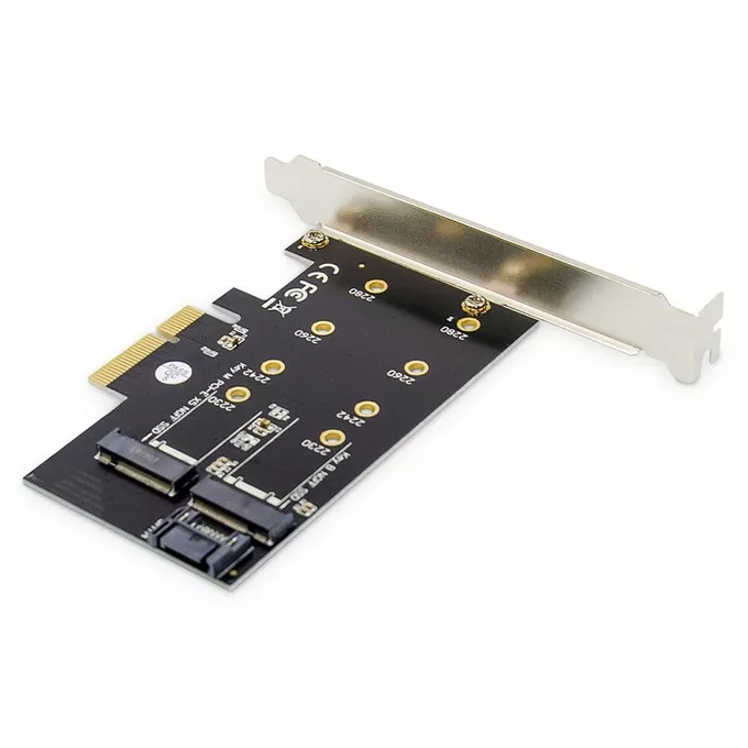 Digitus Karta rozszerzeń (Kontroler) M.2 NGFF/NVMe SSD PCIe 3.0 x4 SATA 80, 60, 42, 30 mm