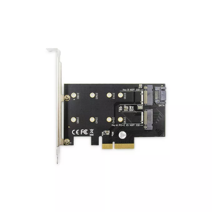 Digitus Karta rozszerzeń (Kontroler) M.2 NGFF/NVMe SSD PCIe 3.0 x4 SATA 80, 60, 42, 30 mm