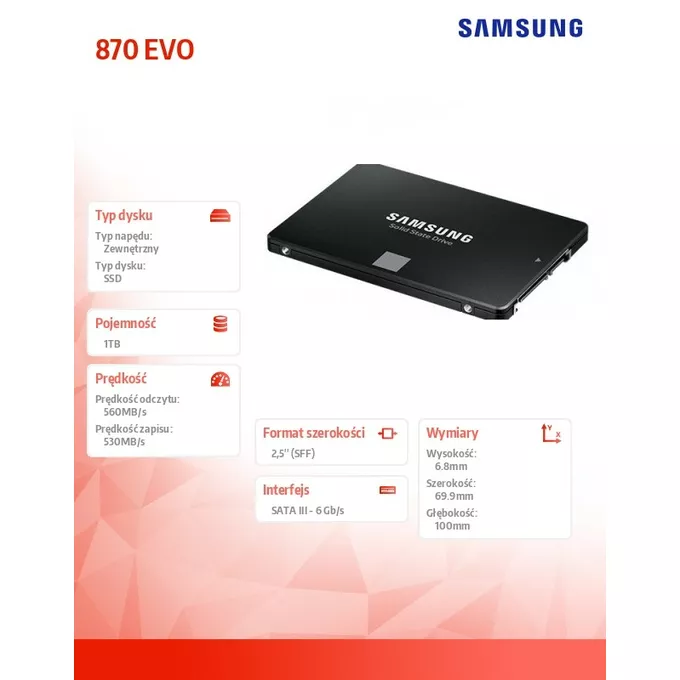 Samsung Dysk SSD 870EVO MZ-77E1T0B/EU 1TB