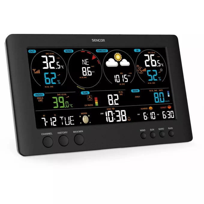 Sencor Profesjonalna stacja METEO WiFi SWS 12500 wys. LCD 21,4cm Kolor