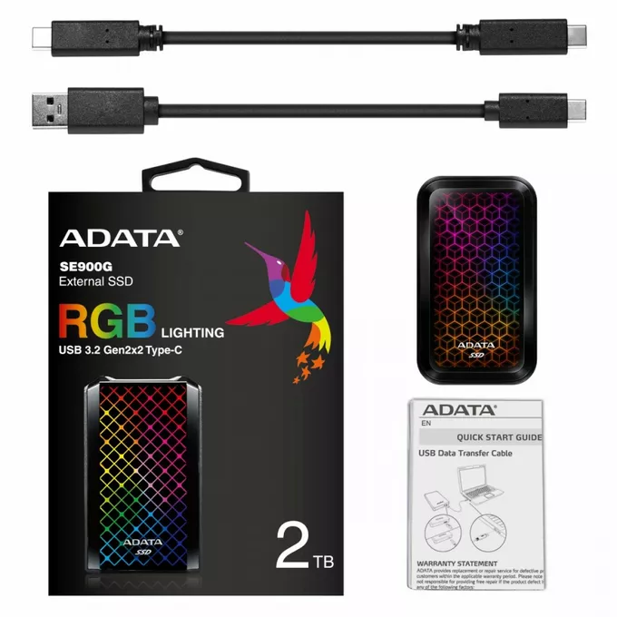Adata Dysk SSD External SE900 2TB USB3.2-A/C RGB