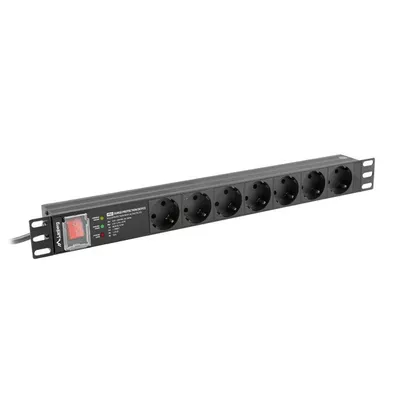 Lanberg Listwa zasilająca rack PDU PRO 19 cali 1U 16A 7X SCHUKO SPD-3MP 2m czarna