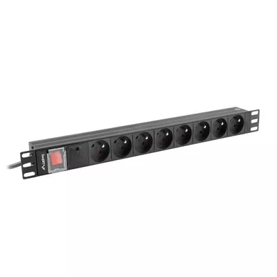 Lanberg Listwa zasilająca rack PDU 19 cali 1U 16A 8X 230V PL 2 czarna