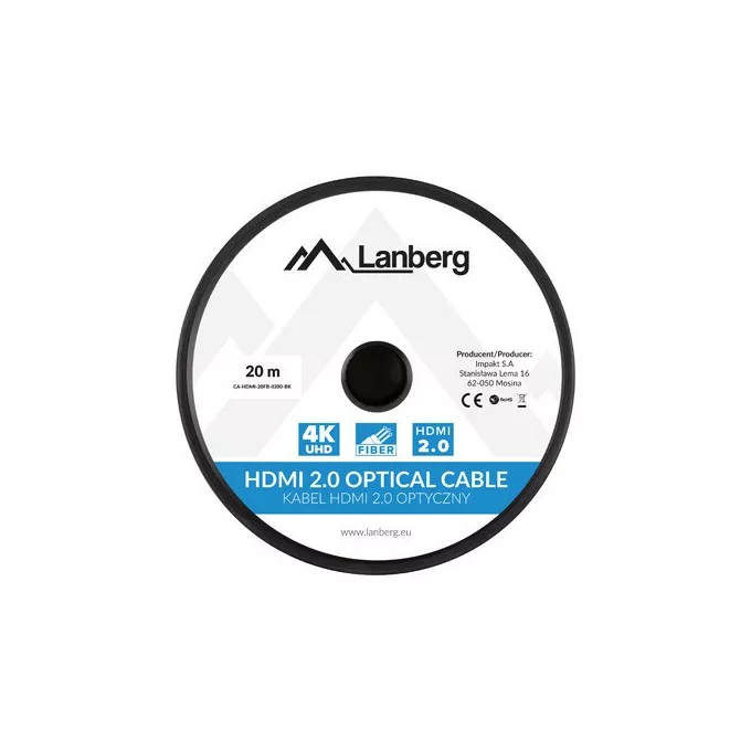 Lanberg Kabel HDMI M/M v2.0 CA-HDMI-20FB-0200-BK 20m czarny