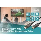 Digitus Kabel połączeniowy hybrydowy AOC DisplayPort 1.4 8K/60Hz UHD DP/DP M/M 15m Czarny