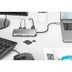 Digitus Stacja dokująca USB Typ C 8 portów Dual Monitor portów 4K 30Hz PD 3.0 RJ45 SD microSD HQ aluminiowa