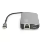 Digitus Stacja dokująca USB Typ C 8 portów Dual Monitor portów 4K 30Hz PD 3.0 RJ45 SD microSD HQ aluminiowa