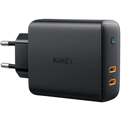 AUKEY PA-D5 GaN ładowarka sieciowa 2xUSB C Power Delivery 3.0 63W 6A Dynamic Detect