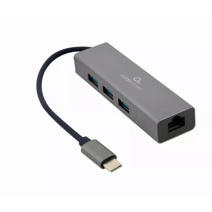 Gembird Hub 3 portowy USB 3.1 z kartą sieciową