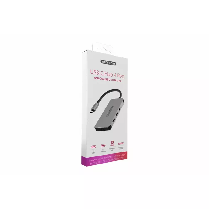 SITECOM Hub 4 porty USB-C z PD 10Gbps 100W