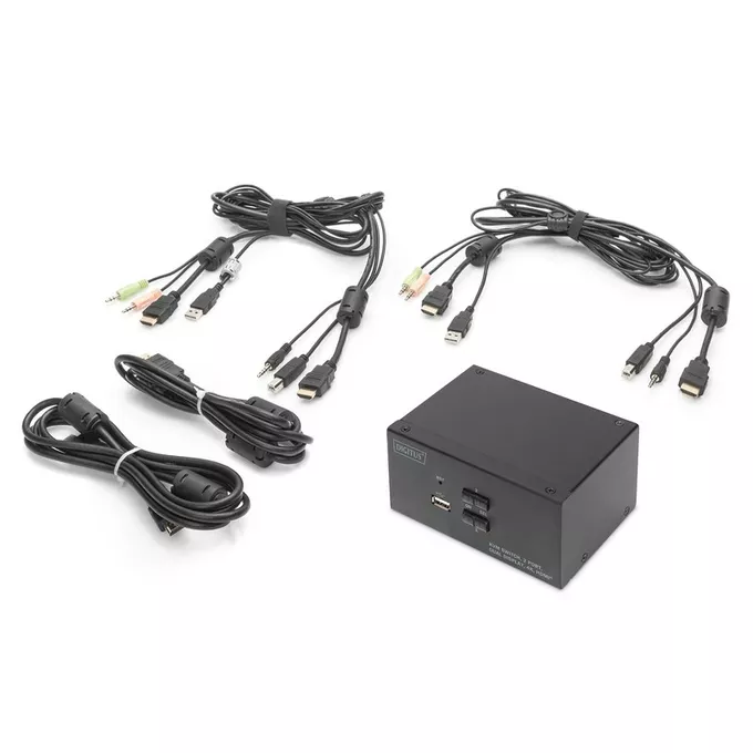 Digitus Przełącznik KVM 2 portowy HDMI, Dual Display, 4K 30Hz