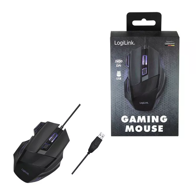 Optyczna mysz gamingowa  2400 dpi, Czarna