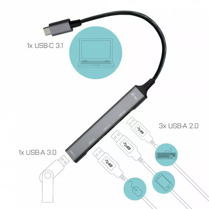 i-tec Hub USB-C 1x USB 3.0 + 3x USB 2.0