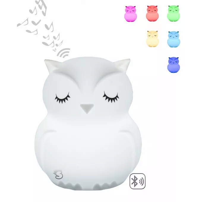 Mesmed Lampka silikonowa zmieniająca kolory z głośnikiem Bluetooth Świetlaczek Sówka HU HU