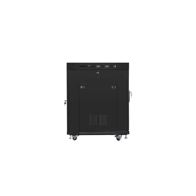 Szafa instalacyjna RACK stojąca 19 15U 800X1000 czarna drzwi szklane LCD  (FLAT PACK)