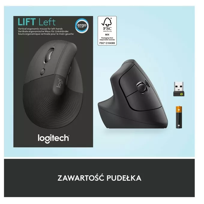 Logitech Mysz Lift Grafit dla leworęcznych 910-006474