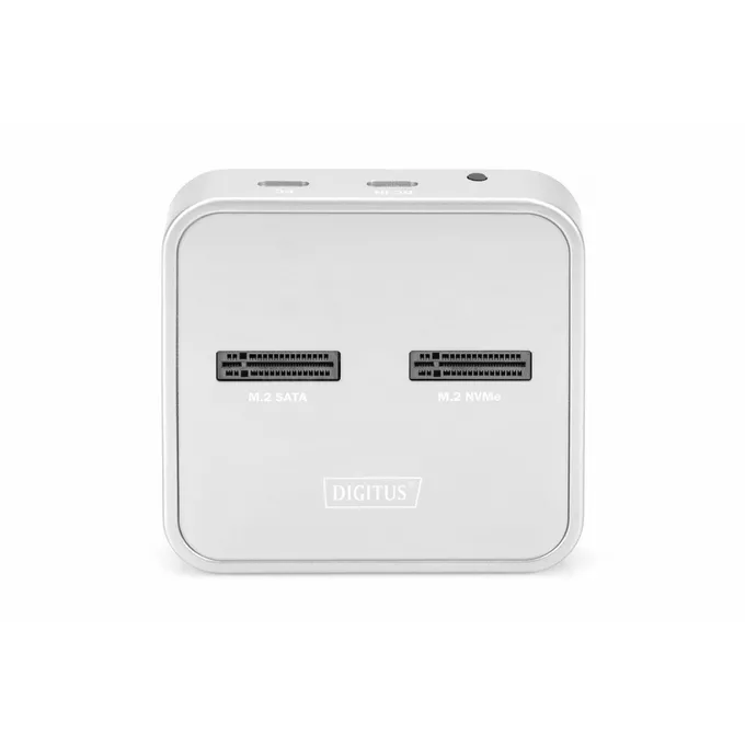 Digitus Stacja dokująca do dysków SSD M.2 NVMe + M.2 SATA z czytnikiem kart SD-Express, USB-C, Srebrna
