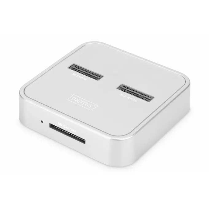 Digitus Stacja dokująca do dysków SSD M.2 NVMe + M.2 SATA z czytnikiem kart SD-Express, USB-C, Srebrna