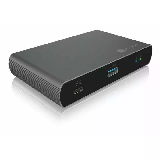 IcyBox Hub IB-HUB801-TB4 Thunderbolt 4 HUB, 3x Thunderbolt 4 do 40 Gbit/s i 1x USB 3.2 Gen2 Type-A do 10 Gbit/s