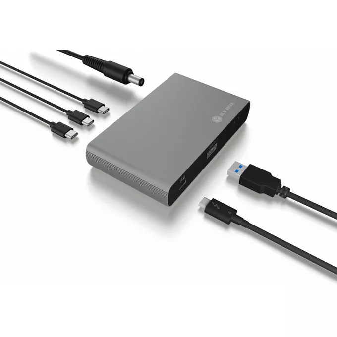 IcyBox Hub IB-HUB801-TB4 Thunderbolt 4 HUB, 3x Thunderbolt 4 do 40 Gbit/s i 1x USB 3.2 Gen2 Type-A do 10 Gbit/s