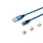 Savio Kabel magnetyczny USB - USB typ C, Micro i Lightning, niebieski, 2m, CL-157